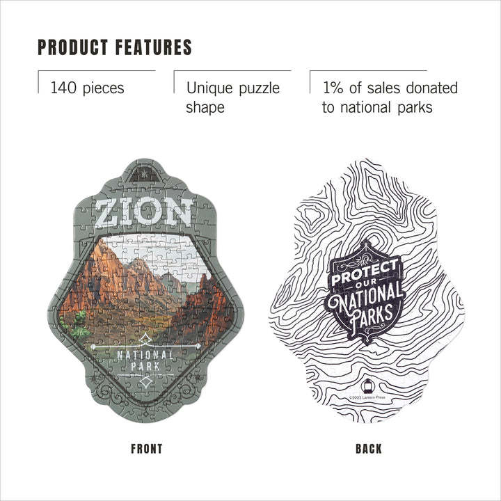 Lantern Press Mini Shaped Adult Jigsaw Puzzle, Protect Our National Parks (Zion)