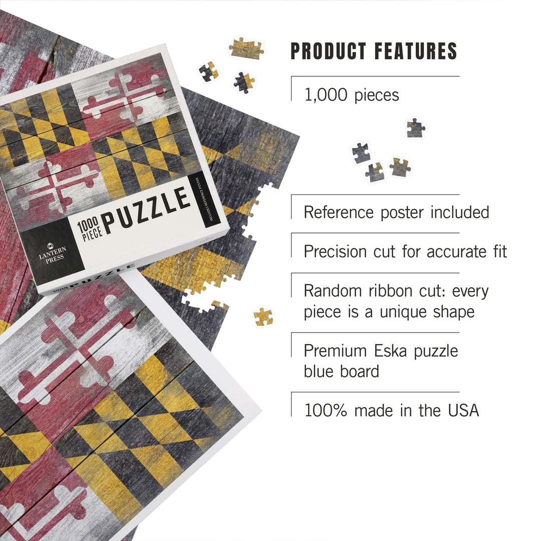 Rustic Maryland State Flag, 1000 Piece Jigsaw Puzzle