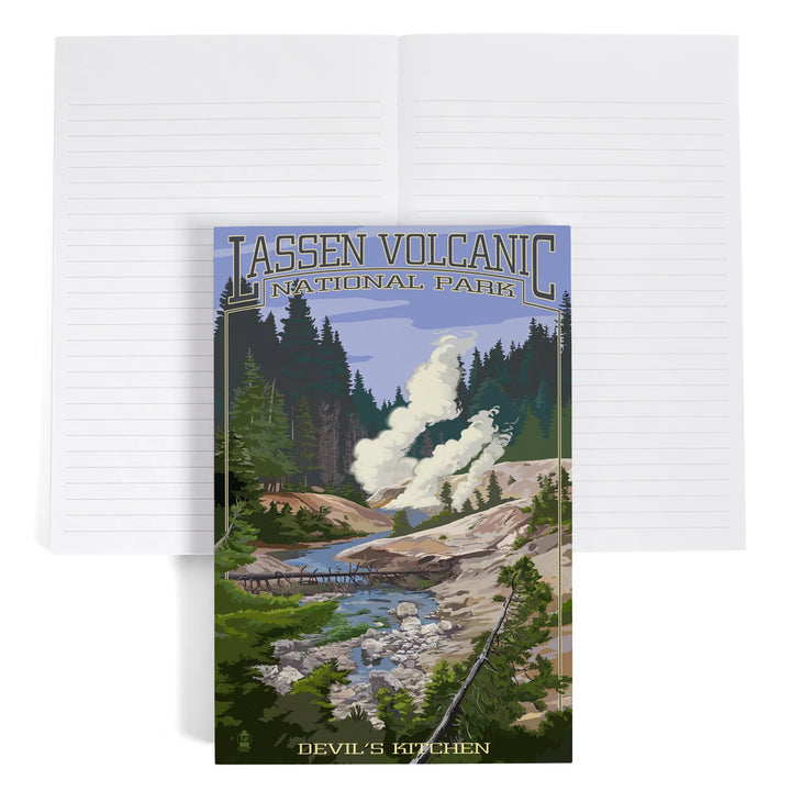 Lined 6x9 Journal, Lassen Volcanic National Park, California, Devil's Kitchen, Lay Flat, 193 Pages, FSC paper