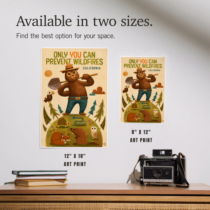 California, Smokey Bear with Shovel, Only You can prevent Wildfires, Art & Giclee Prints