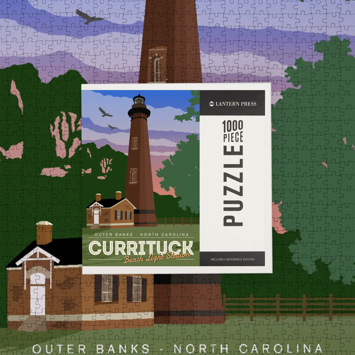 Outer Banks, North Carolina, Currituck Beach Lighthouse, Vector Style, Jigsaw Puzzle