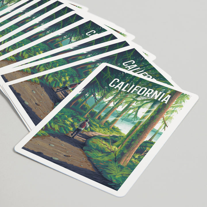Playing Cards, California, Walk In The Woods, Day Hike, 52 Card Deck with Jokers in Box, Unique Art