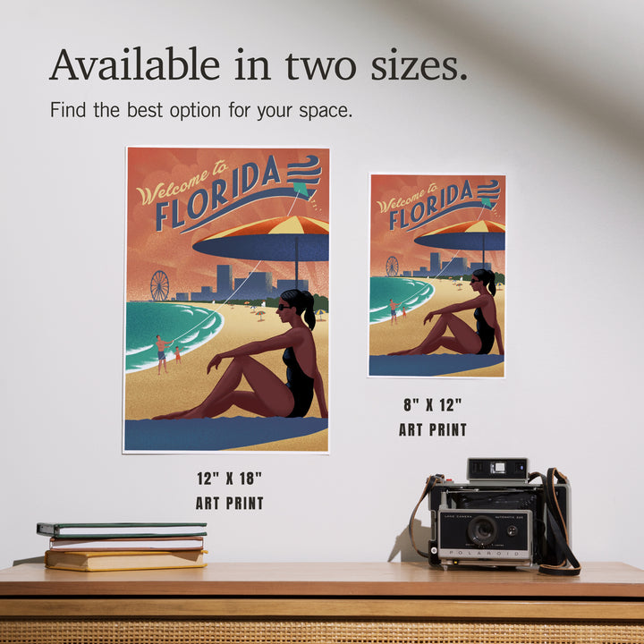 Florida, Beach Scene, Lithograph, Art & Giclee Prints
