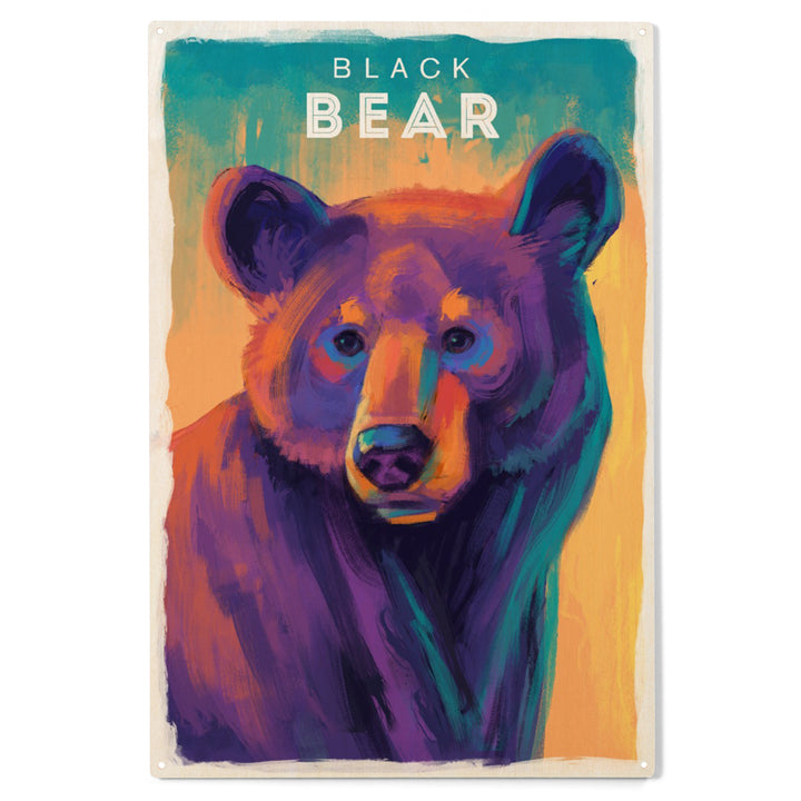 Black Bear, Vivid Series, Wood Sign and Postcards