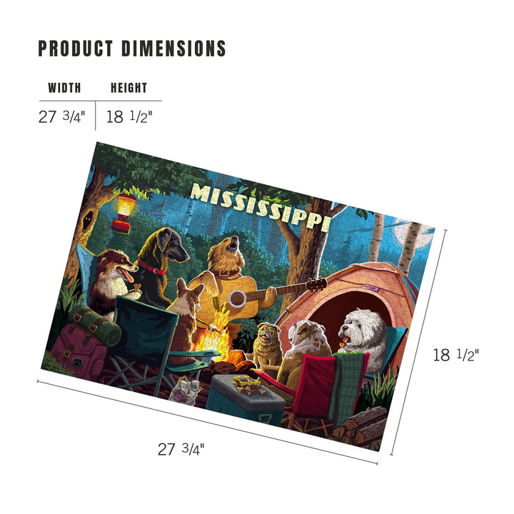 Mississippi, Painterly, Pack Life, Dogs Around Campfire, Jigsaw Puzzle