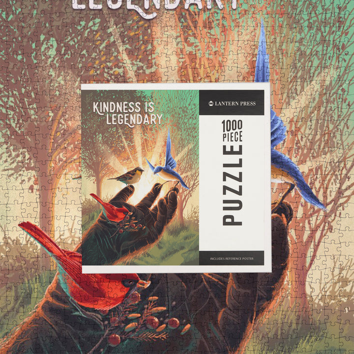 Kindness is Legendary, Bigfoot With Birds, Green, 1000 Piece Jigsaw Puzzle