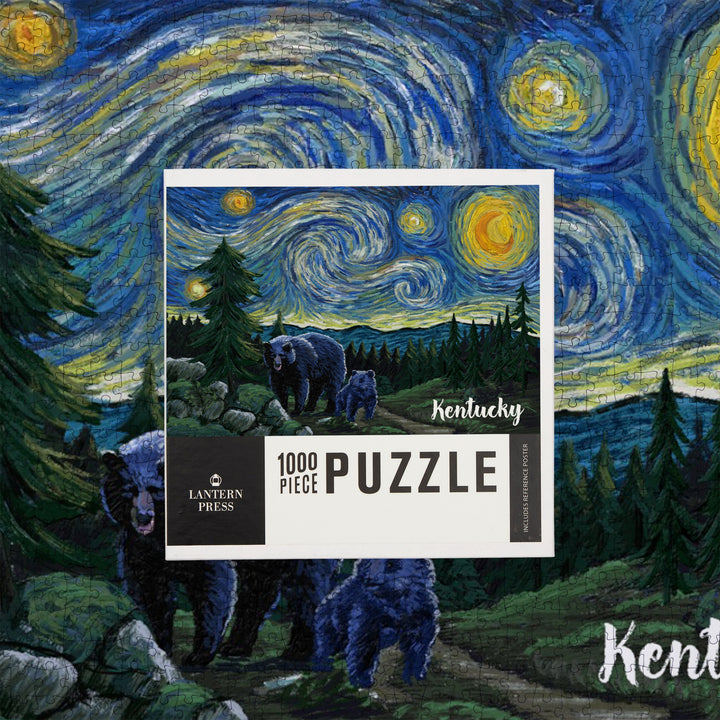 Kentucky, Starry Night, Bear and Cub, Jigsaw Puzzle