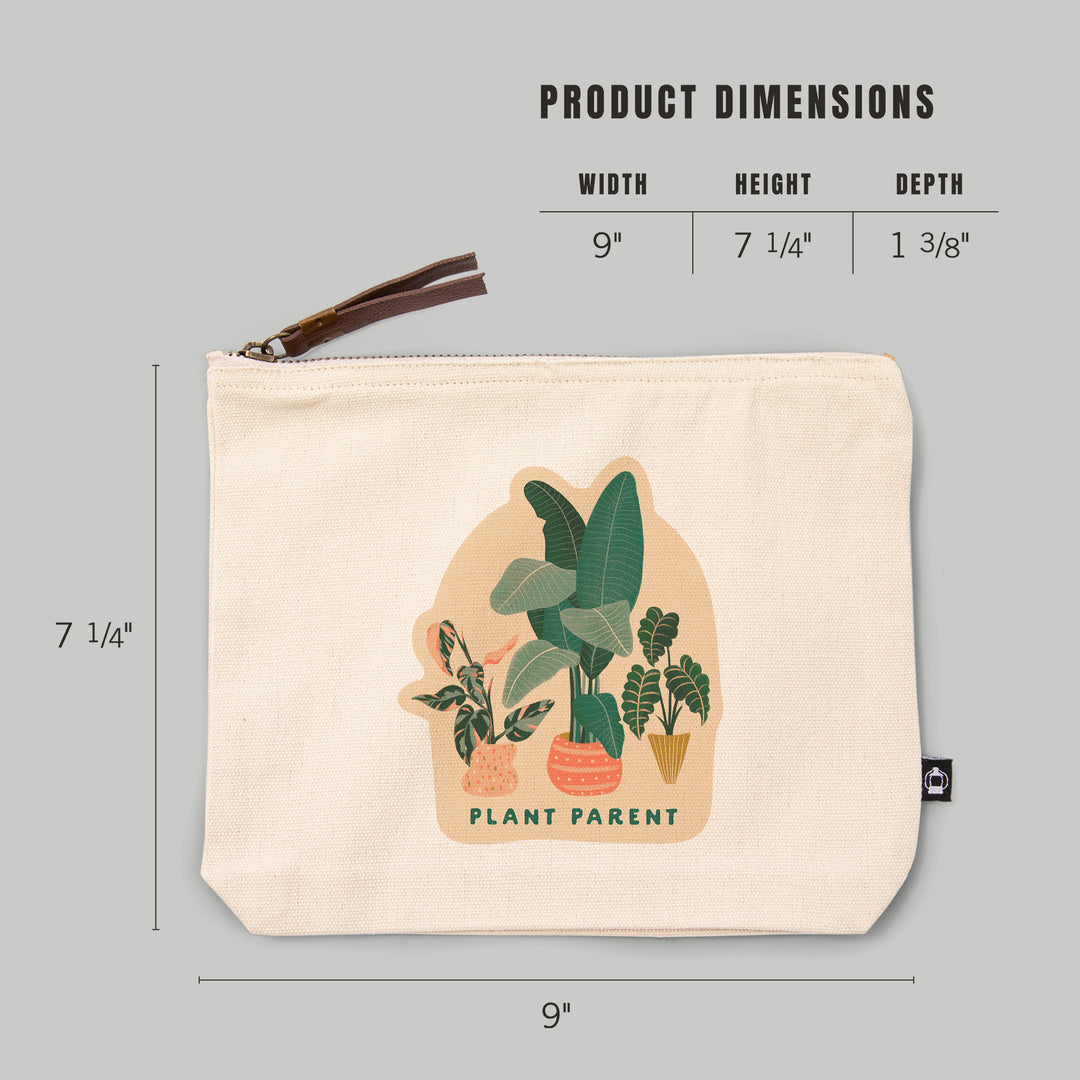 Nature's Beauty Series, Plant Parent Potted Houseplants,, Organic Cotton Zipper Pouch, Go Bag