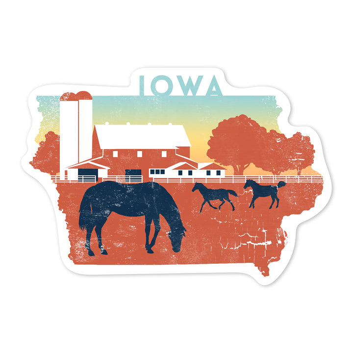 Iowa, State Abstract, Farm, Contour, Vinyl Sticker