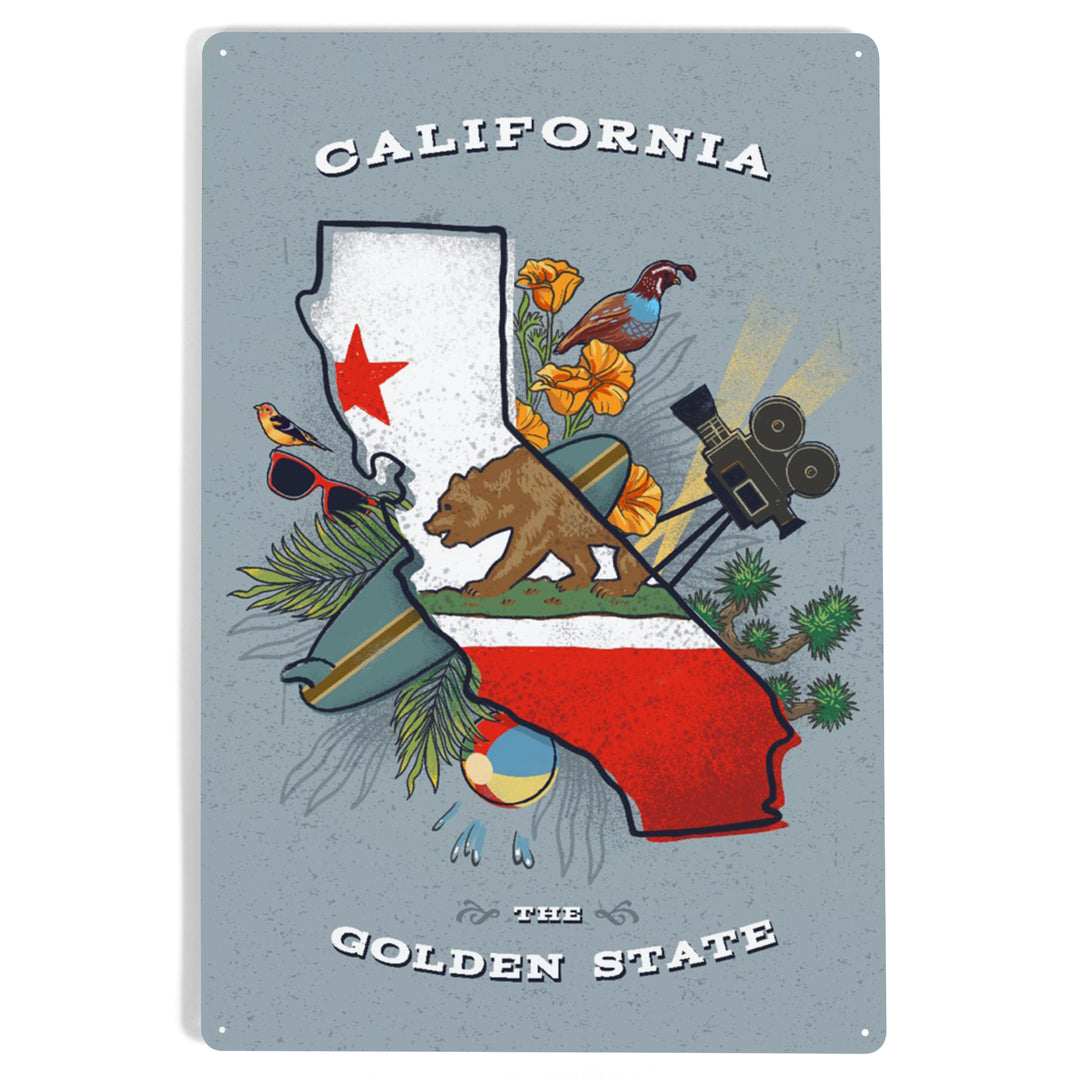 California, State Treasure Trove, State Series, Metal Signs - Lantern Press