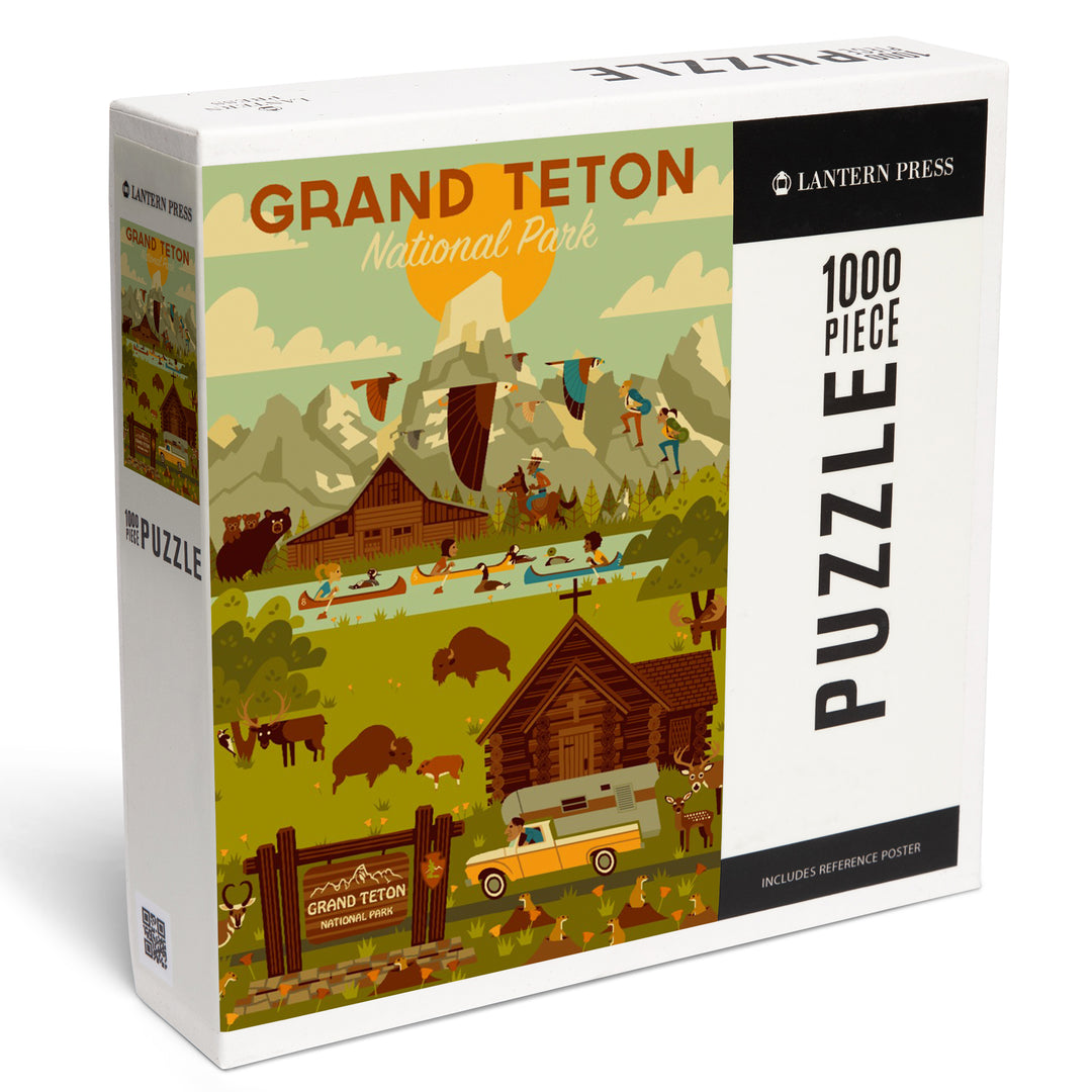 Grand Teton National Park, Wyoming, Geometric National Park Series, 1000 Piece Jigsaw Puzzle