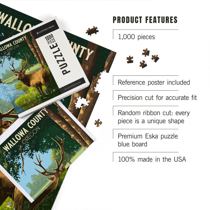 Wallowa County, Oregon, Painterly, Roosevelt Elk, 1000 Piece Jigsaw Puzzle