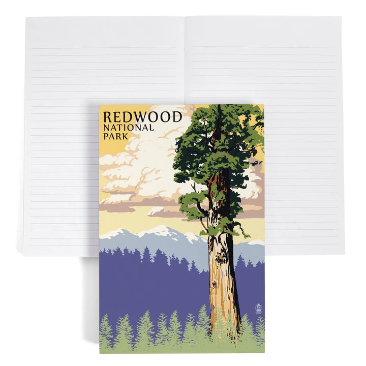 Lined 6x9 Journal, Redwood National Park, California, Towering Redwood, Lay Flat, 193 Pages, FSC paper