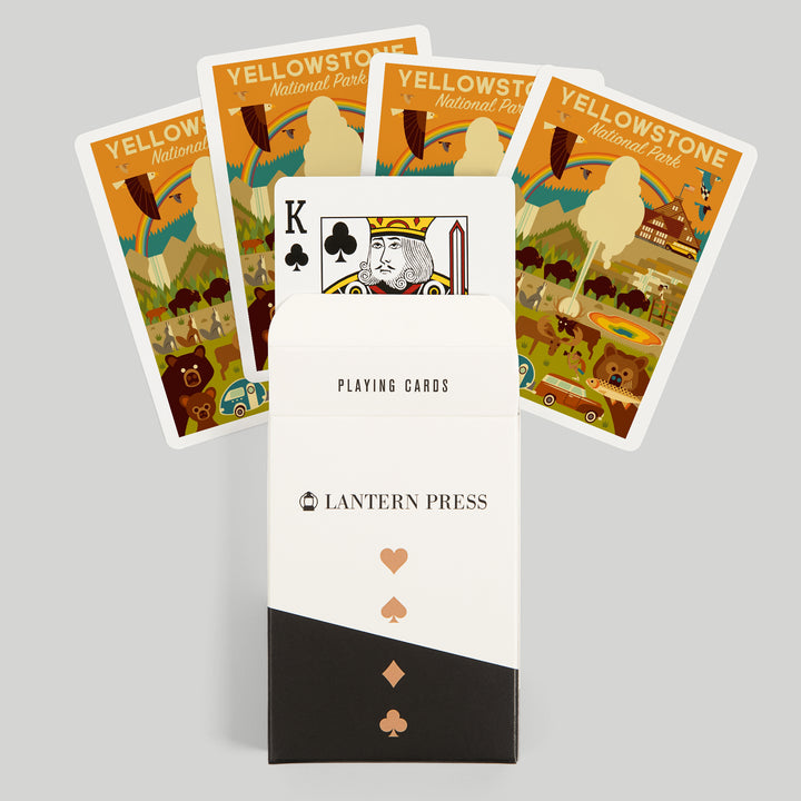 Playing Cards, Yellowstone National Park, Wyoming, Geometric National Park Series, 52 Card Deck with Jokers in Box, Unique Art