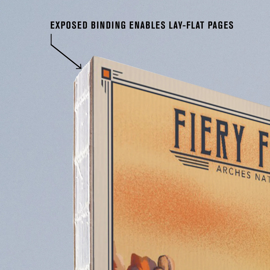 Lined 6x9 Journal, Fiery Furnace, Arches National Park, Lithograph National Park Series, Lay Flat, 193 Pages, FSC paper
