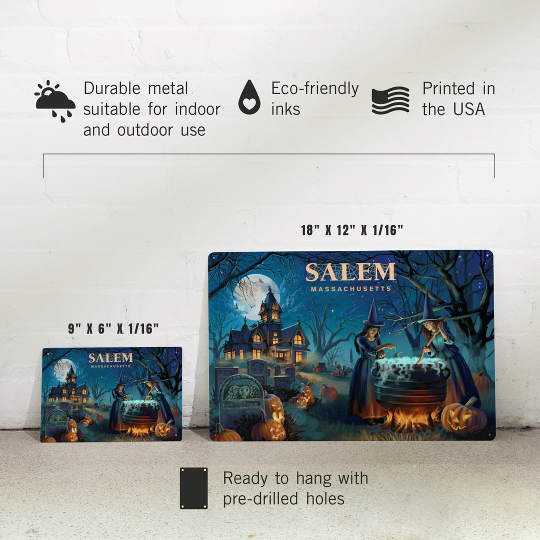 Salem, Massachusetts, Lithograph, Cemetery, 12x18 Metal Sign