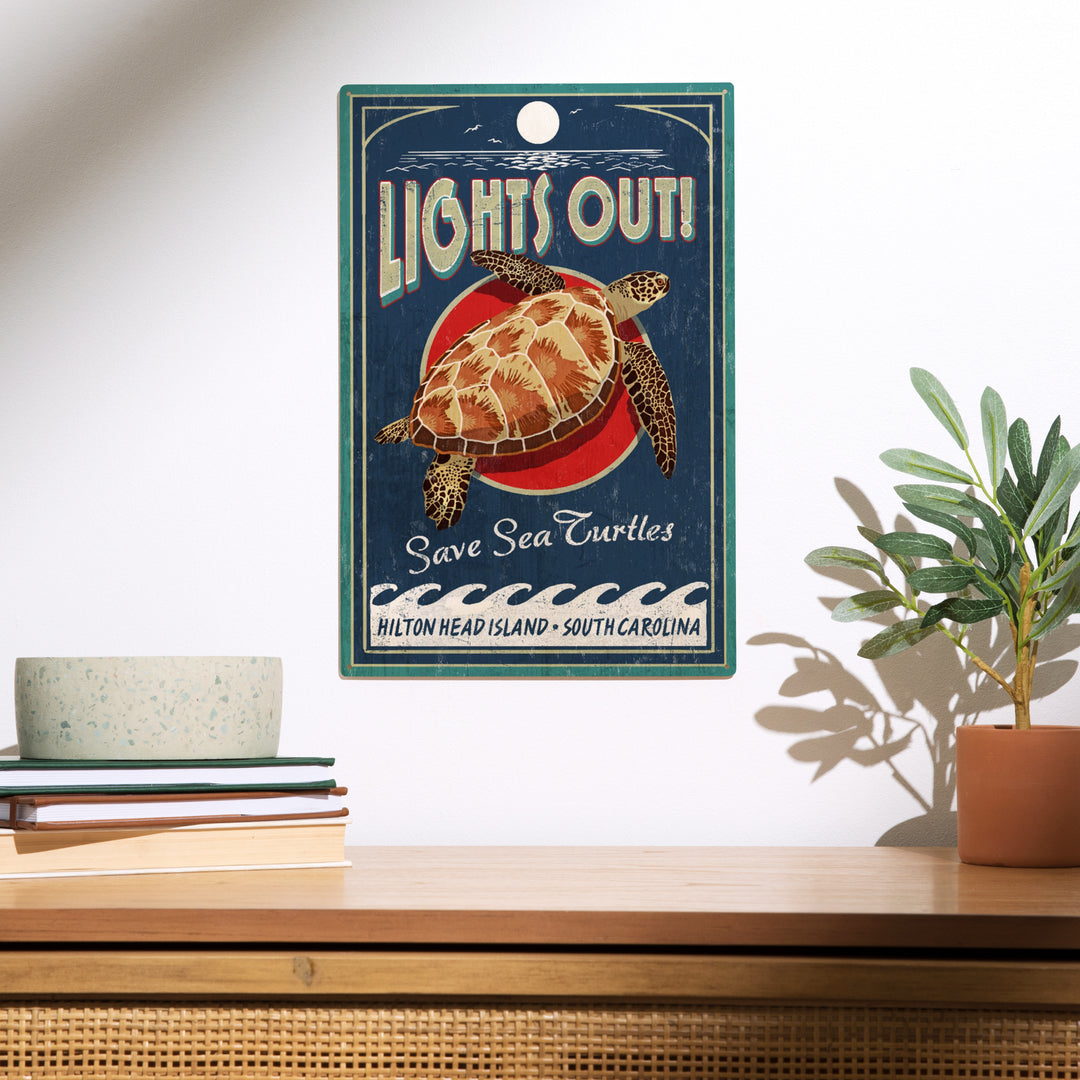 Hilton Head Island, South Carolina, Lights Out, Wood Sign and Postcards