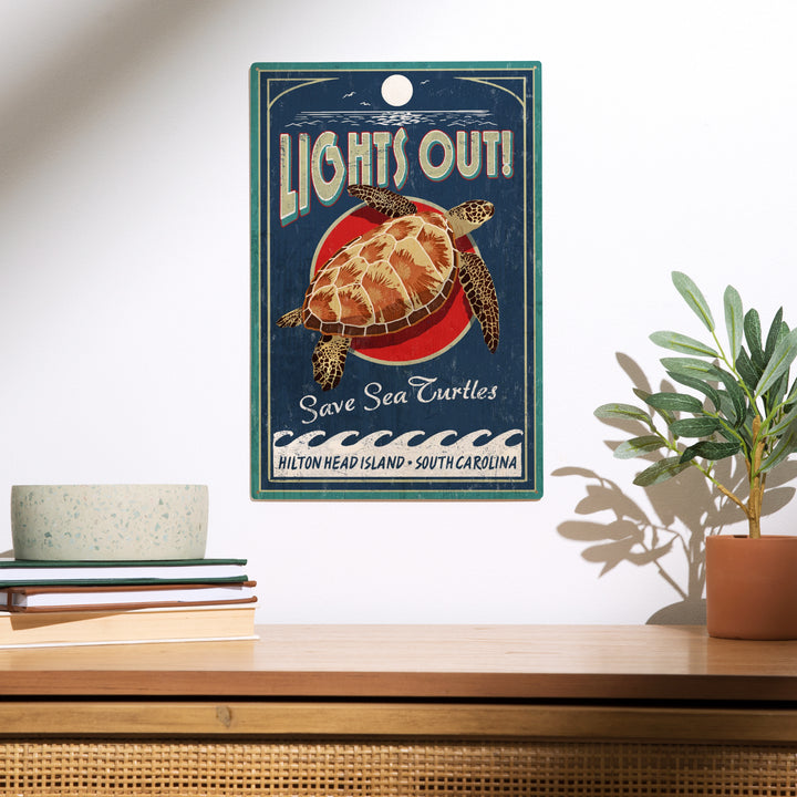Hilton Head Island, South Carolina, Lights Out, Wood Sign and Postcards