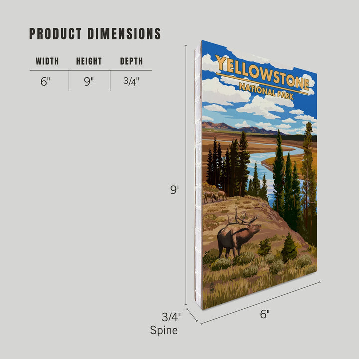 Lined 6x9 Journal, Yellowstone National Park, Montana, Yellowstone River and Elk, Lay Flat, 193 Pages, FSC paper