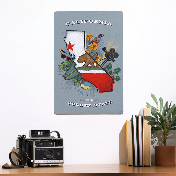 California, State Treasure Trove, State Series, Metal Signs - Lantern Press