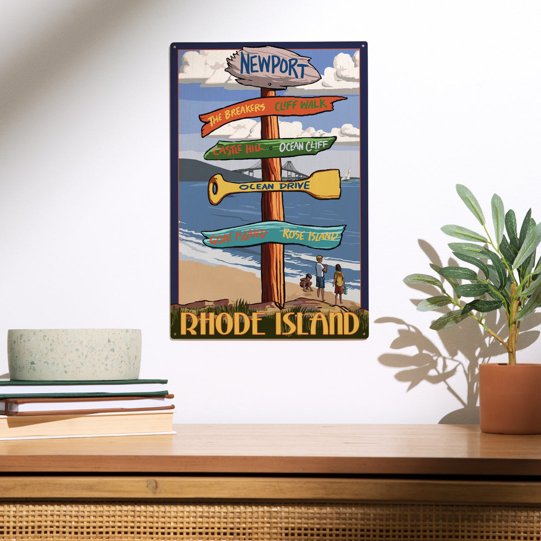 Newport, Rhode Island, Destinations Sign, Wood Sign and Postcards