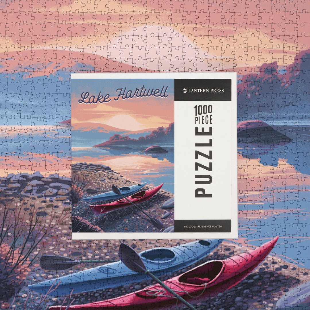 Lake Hartwell, South Carolina, Glassy Sunrise, Kayak, Jigsaw Puzzle
