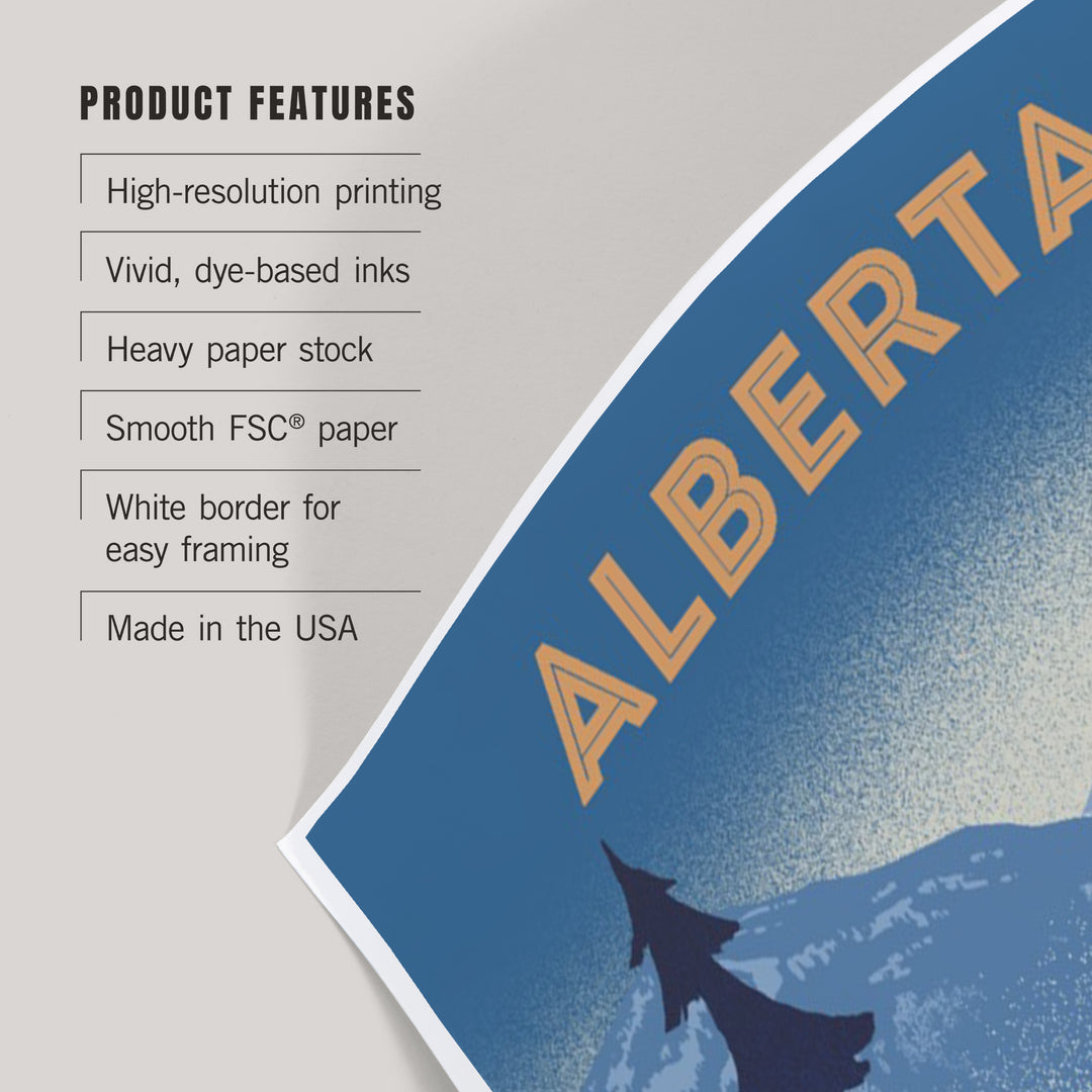 Alberta, Lithograph, Elk and Mountains Scene, Art & Giclee Prints