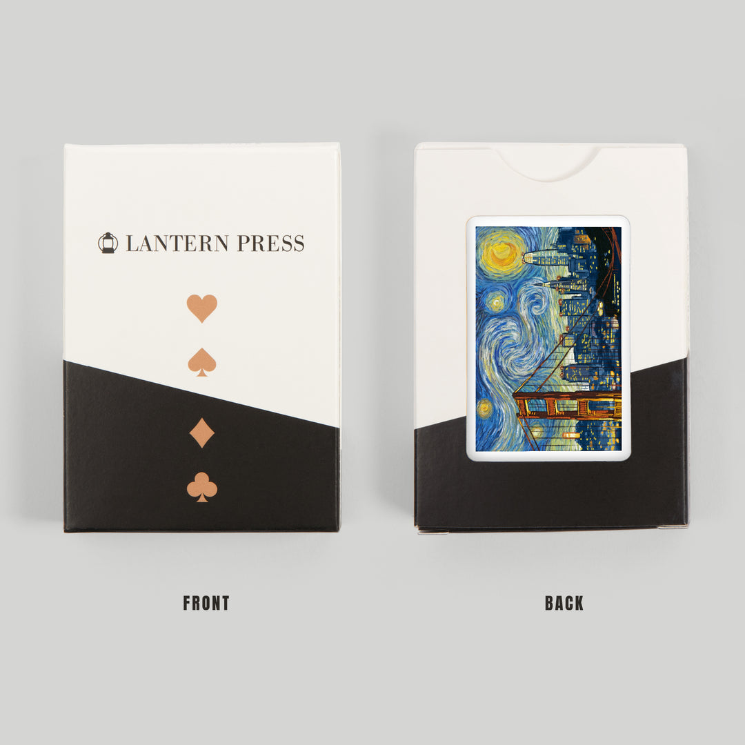 Playing Cards, San Francisco, California, Starry Night City Series, 52 Card Deck with Jokers in Box, Unique Art