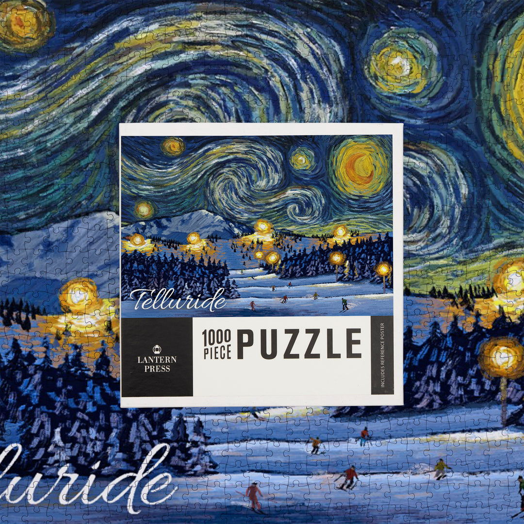 Telluride, Colorado, Ski Resort with Mountain, Starry Night, Jigsaw Puzzle
