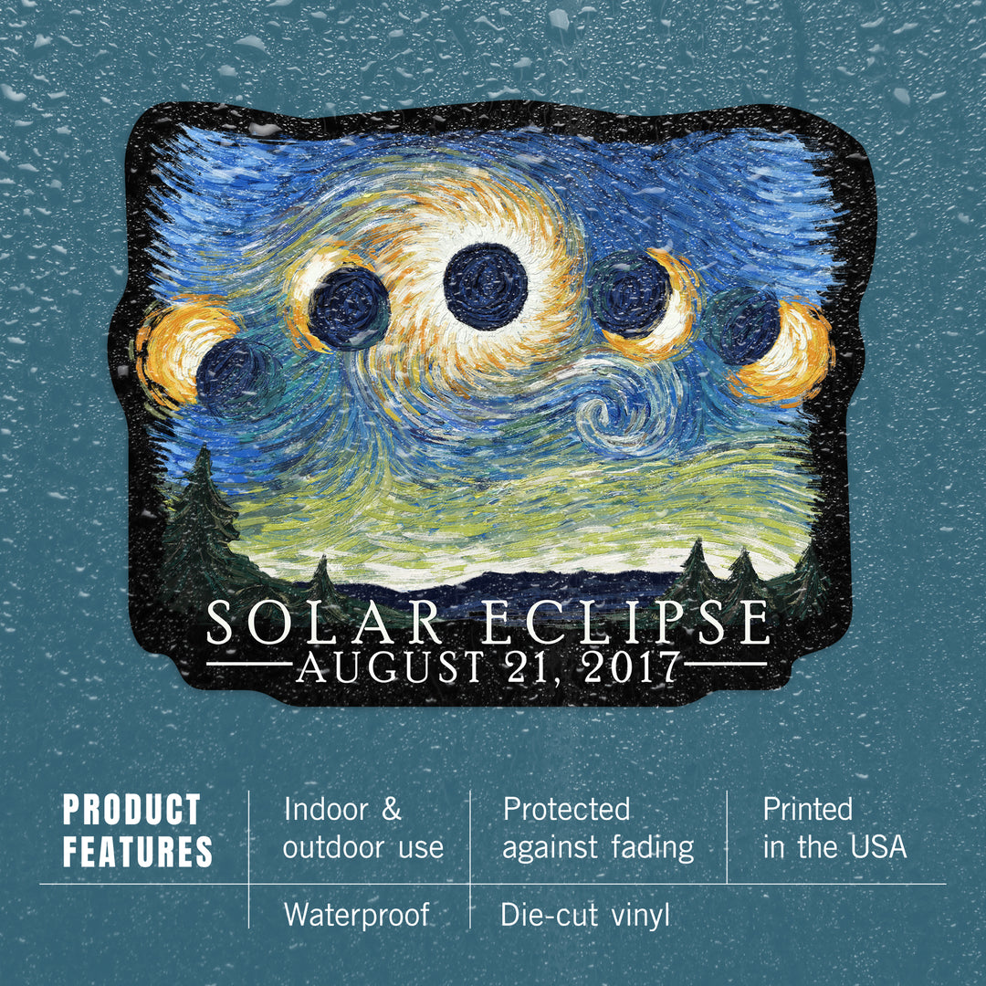 Solar Eclipse 2017, Starry Night, Contour, Vinyl Sticker