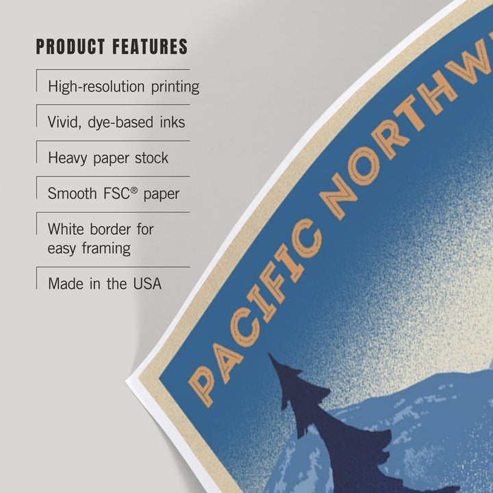 Pacific Northwest, Elk and Mountain Scene, Lithograph, Art & Giclee Prints