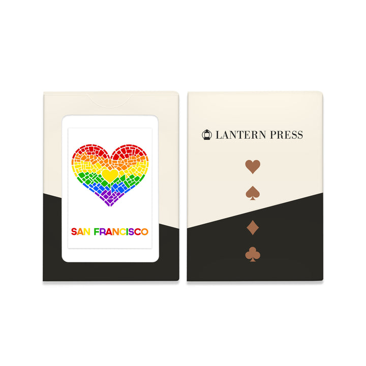 Playing Cards, San Francisco, California, Gay Pride, Mosaic Heart, Pride Colors, 52 Card Deck with Jokers in Box, Unique Art
