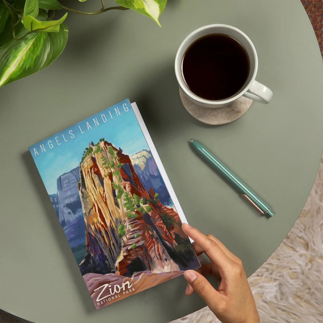 Lined 6x9 Journal, Zion National Park, Utah, Angels Landing, Oil Painting, Lay Flat, 193 Pages, FSC paper