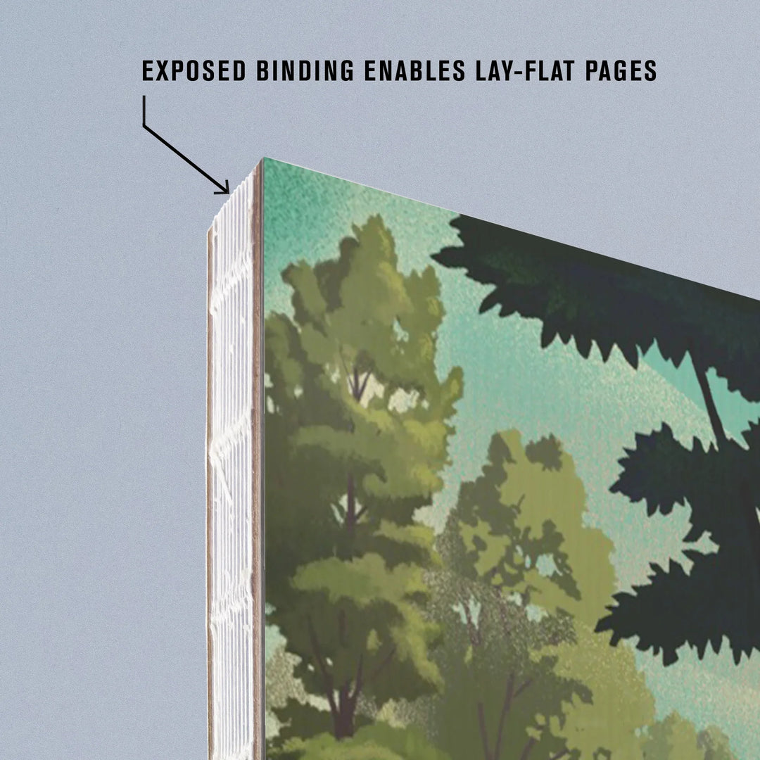 Lined 6x9 Journal, Hot Springs National Park, Arkansas, Lithograph National Park Series, Lay Flat, 193 Pages, FSC paper