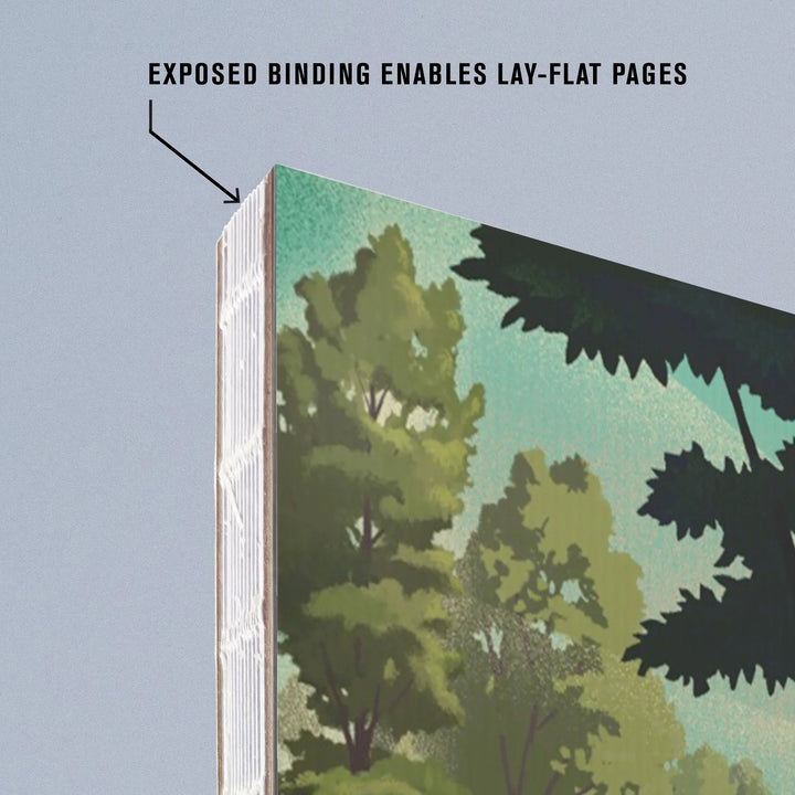 Lined 6x9 Journal, Hot Springs National Park, Arkansas, Lithograph National Park Series, Lay Flat, 193 Pages, FSC paper
