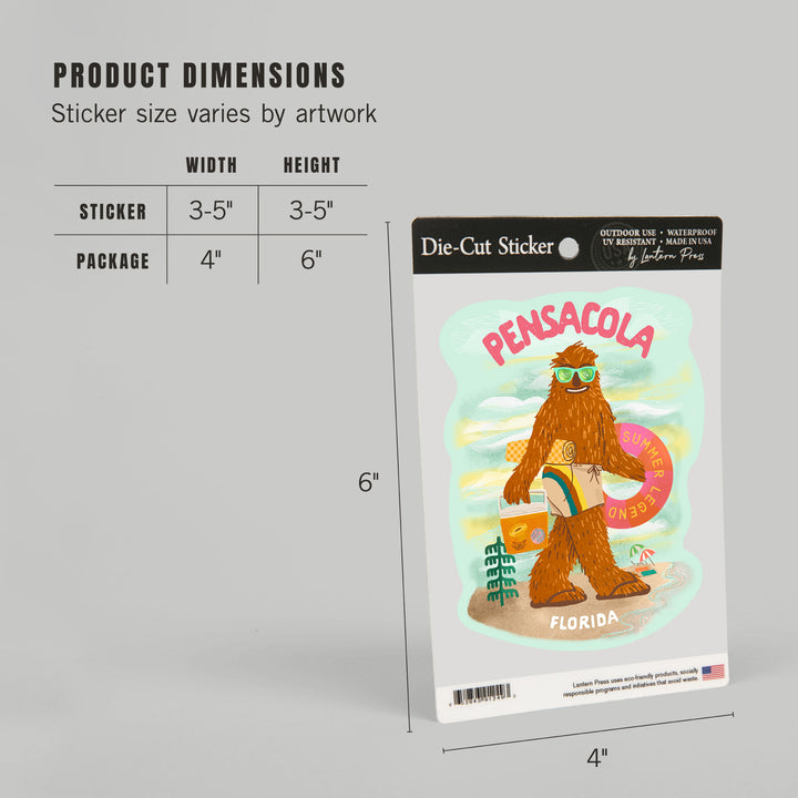 Pensacola, Florida, Summer Legend, Big Foot, Vinyl Sticker
