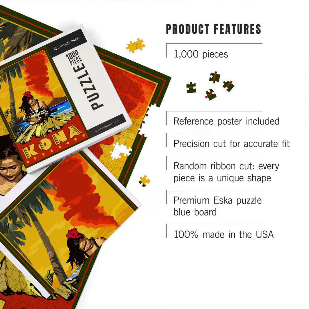 Kona, Hawaii, Hula Girl and Ukulele, Jigsaw Puzzle