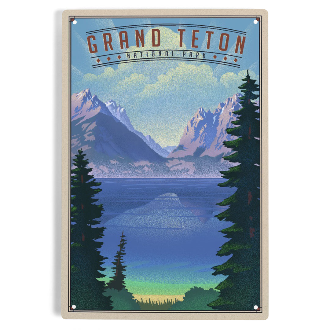 Grand Teton National Park, Wyoming, Lithograph National Park Series, Metal Signs
