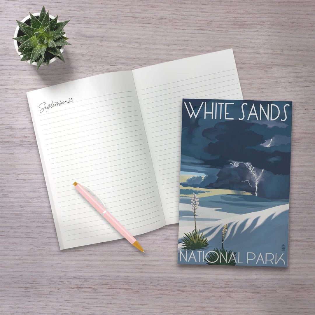 Lined 6x9 Journal, White Sands National Park, New Mexico, Lightning Storm, Lay Flat, 193 Pages, FSC paper