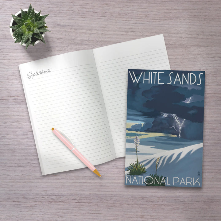 Lined 6x9 Journal, White Sands National Park, New Mexico, Lightning Storm, Lay Flat, 193 Pages, FSC paper