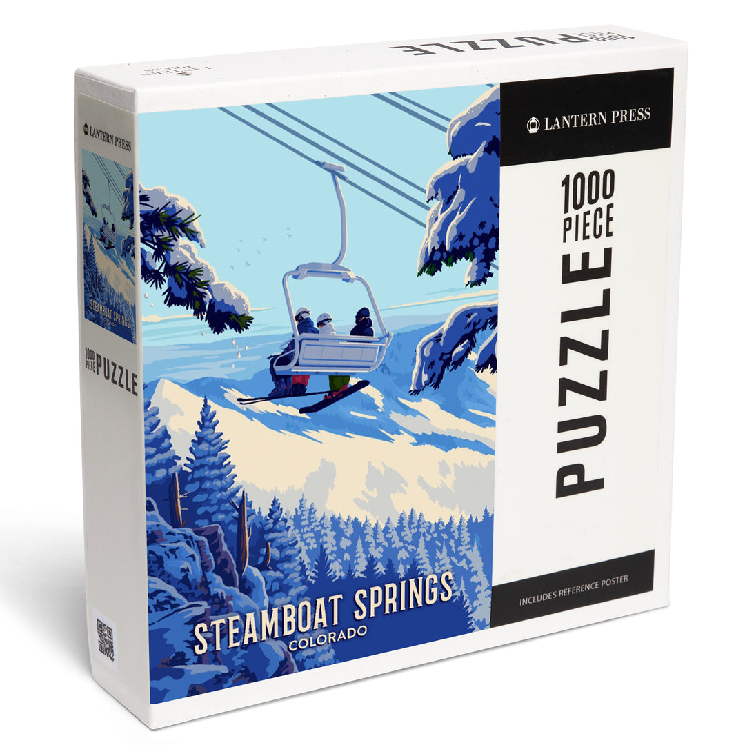 Steamboat Springs, Colorado, Painterly, Ski Lift Above The Trees, Jigsaw Puzzle