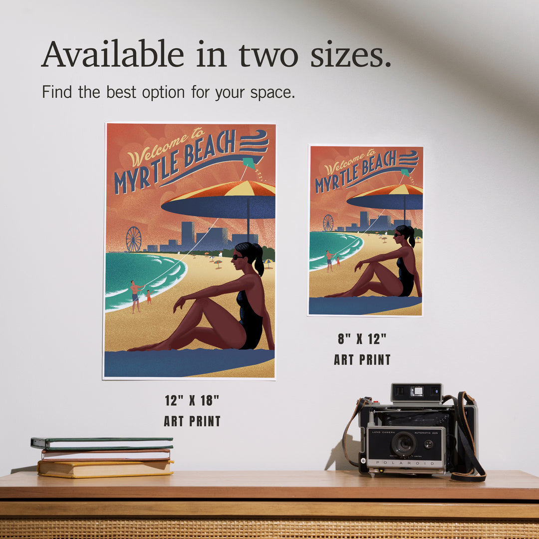 Myrtle Beach, South Carolina, Lithograph, Beach, Art & Giclee Prints