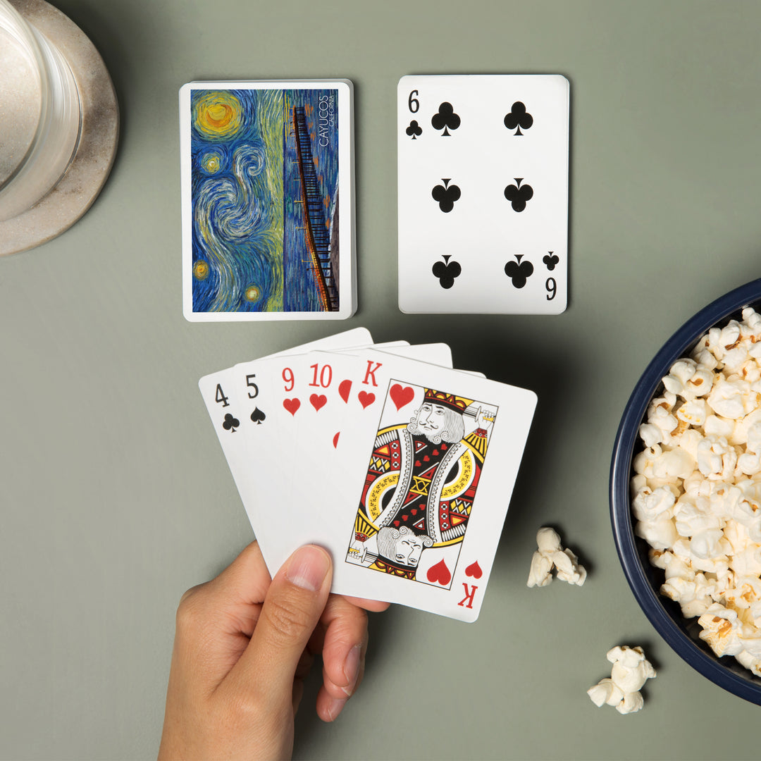 Playing Cards, Cayucos, California, Pier, Starry Night, 52 Card Deck with Jokers in Box, Unique Art