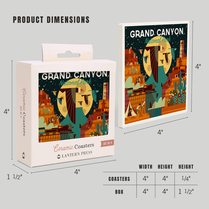 Grand Canyon National Park, Arizona, Geometric National Park Series (night), Coasters