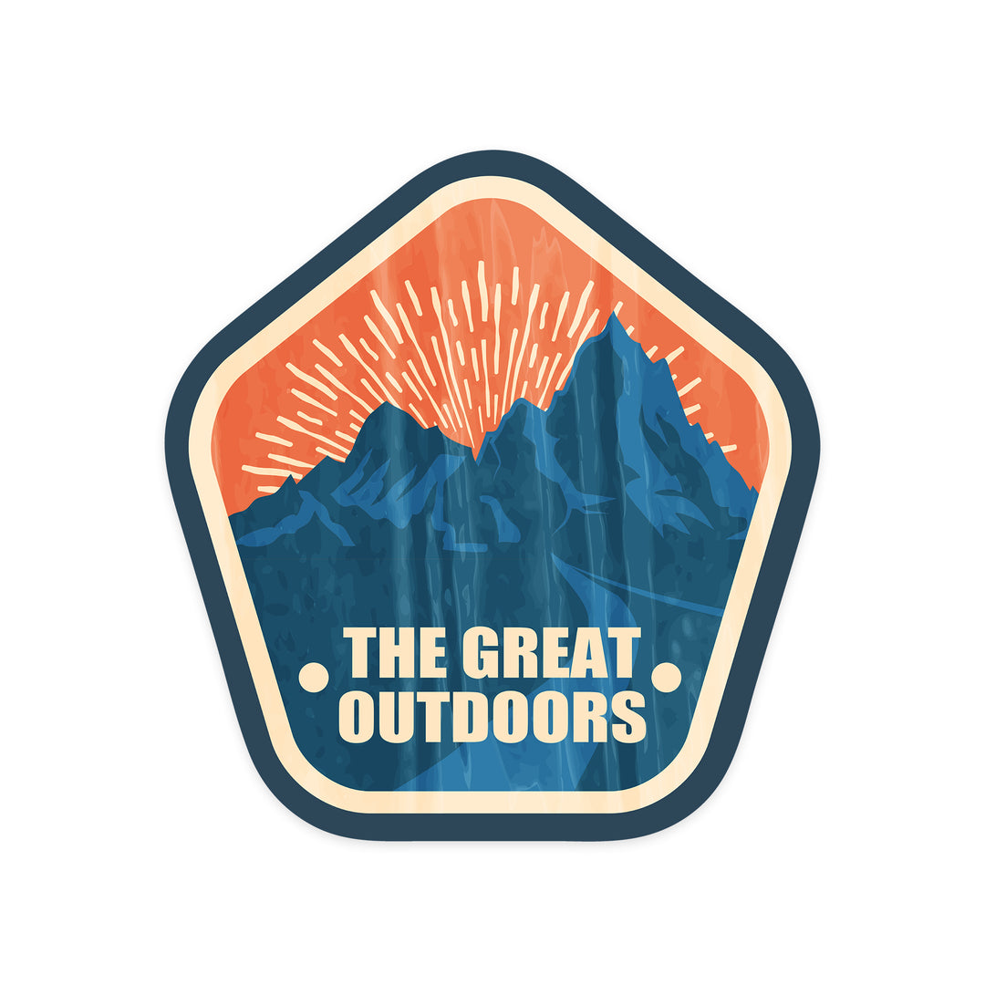 The Great Outdoors, Mountains, Vintage Vector, Contour, Lantern Press Artwork, Vinyl Sticker