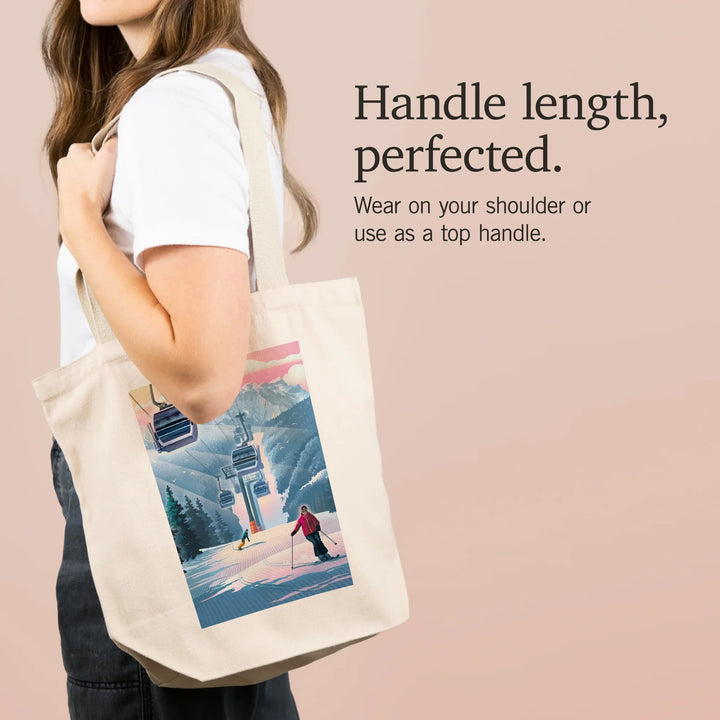 Gondolas and Ski Hill, Lithograph, Tote Bag