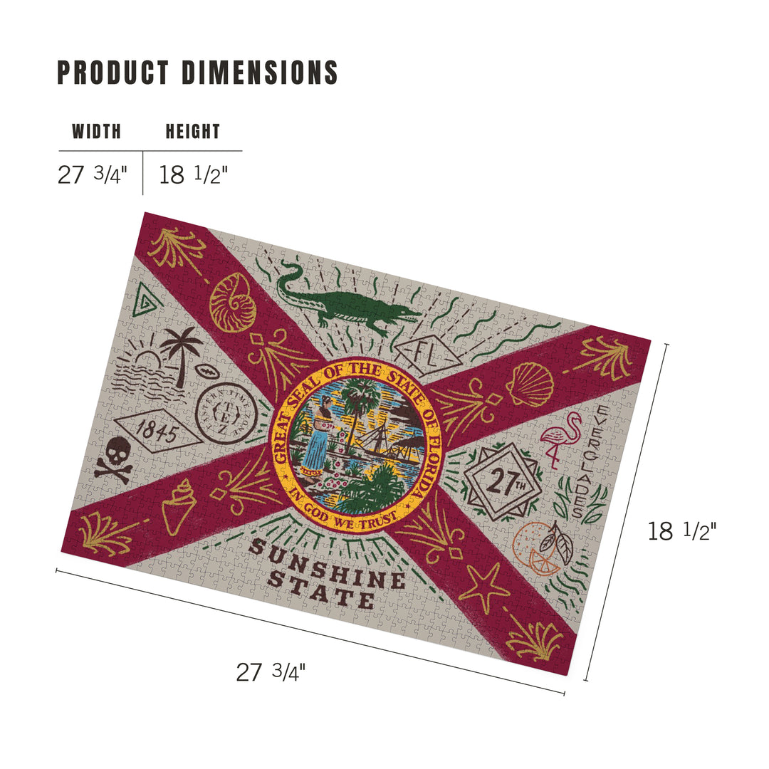 Florida, Illustrated Flag, State Series, 1000 Piece Jigsaw Puzzle