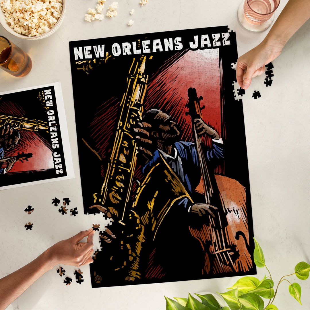New Orleans, Louisiana, Jazz Band, Scratchboard, 1000 Piece Jigsaw Puzzle