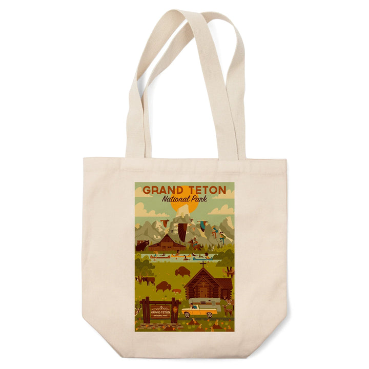 Grand Teton National Park, Wyoming, Geometric National Park Collection, Tote Bag