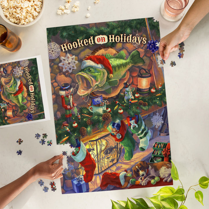 Hooked on Holidays, Oil Painting, Christmas Bass, Jigsaw Puzzle